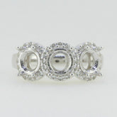 Sterling Silver Semi Mount Ring Setting Round RD 6x6mm 3 Stone White T - Syzjewelry